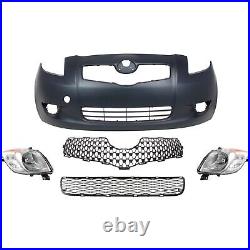Headlight Kit Includes Front Bumper and 2-Grilles For 2007-2008 Toyota Yaris